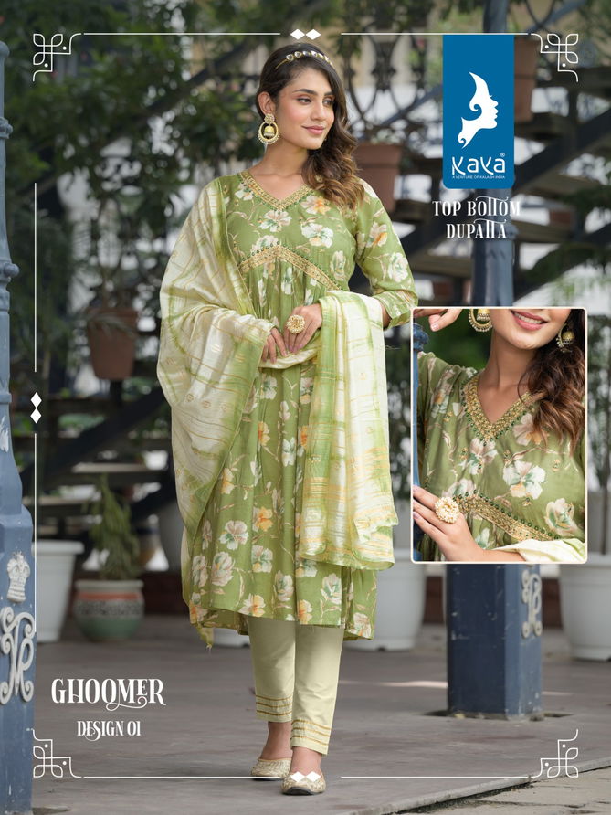 Kaya Ghoomer 01 Chanderi Model Readymade Suits Catalog
